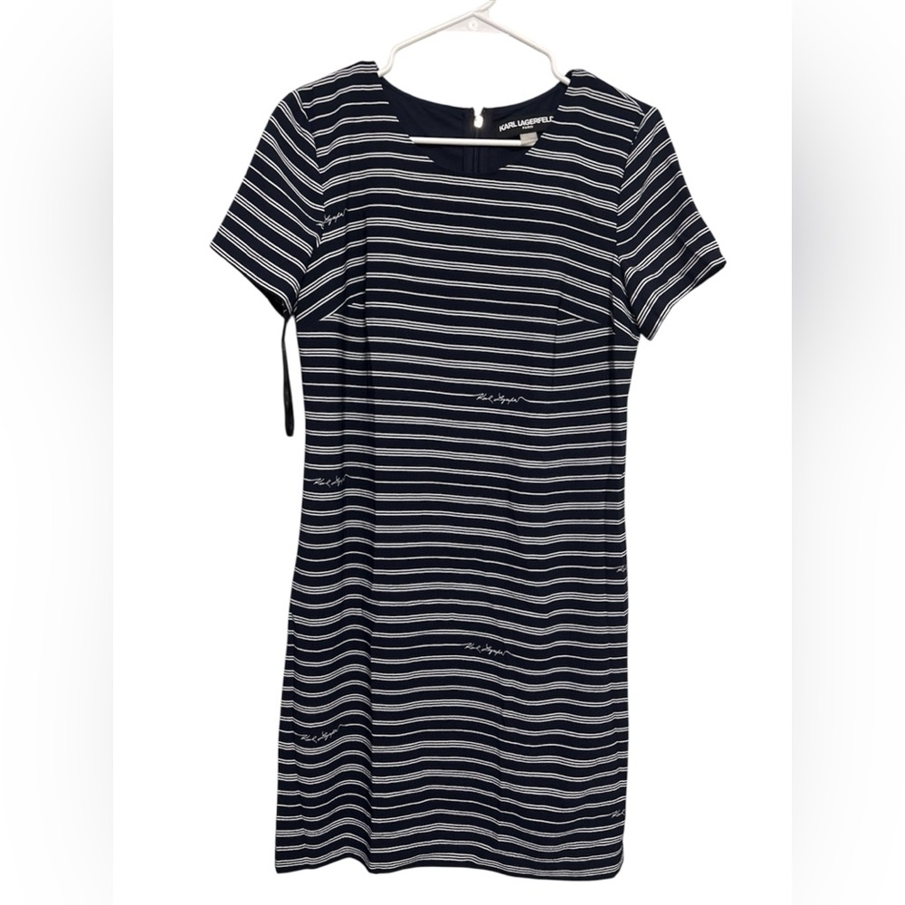 Karl Lagerfeld Black and White Striped Mini Dress